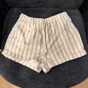 Forever 21 Beige Striped High Waist Shorts